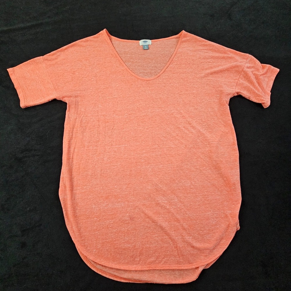 Old Navy Orange Short Sleeve Polyester Blend T-Shirt Women's XL